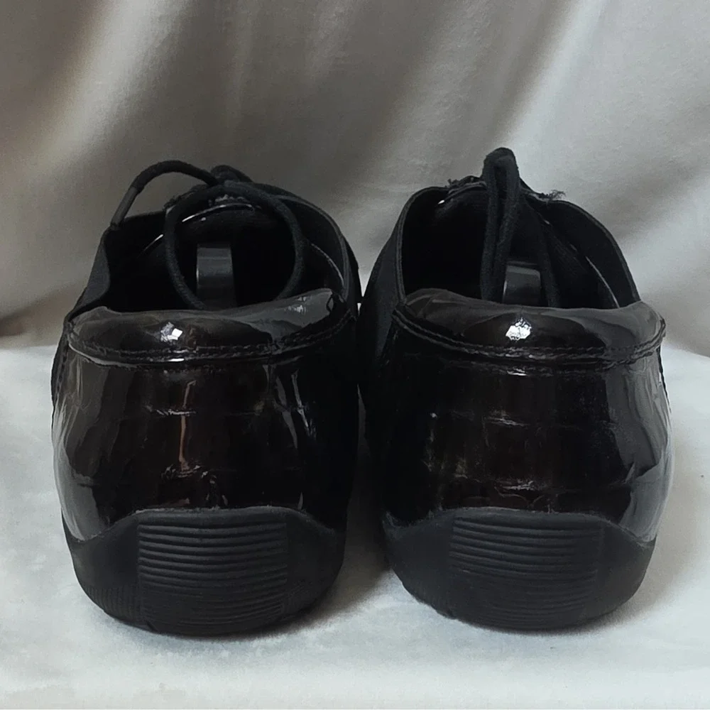 Ros Hommerson Nancy Black Leather Comfort Sneakers Women's 8.5 WW Lace Up